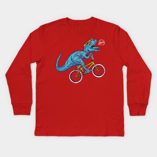 Ever seen a dinosaur ride a bike? Kids Long Sleeve T-Shirt